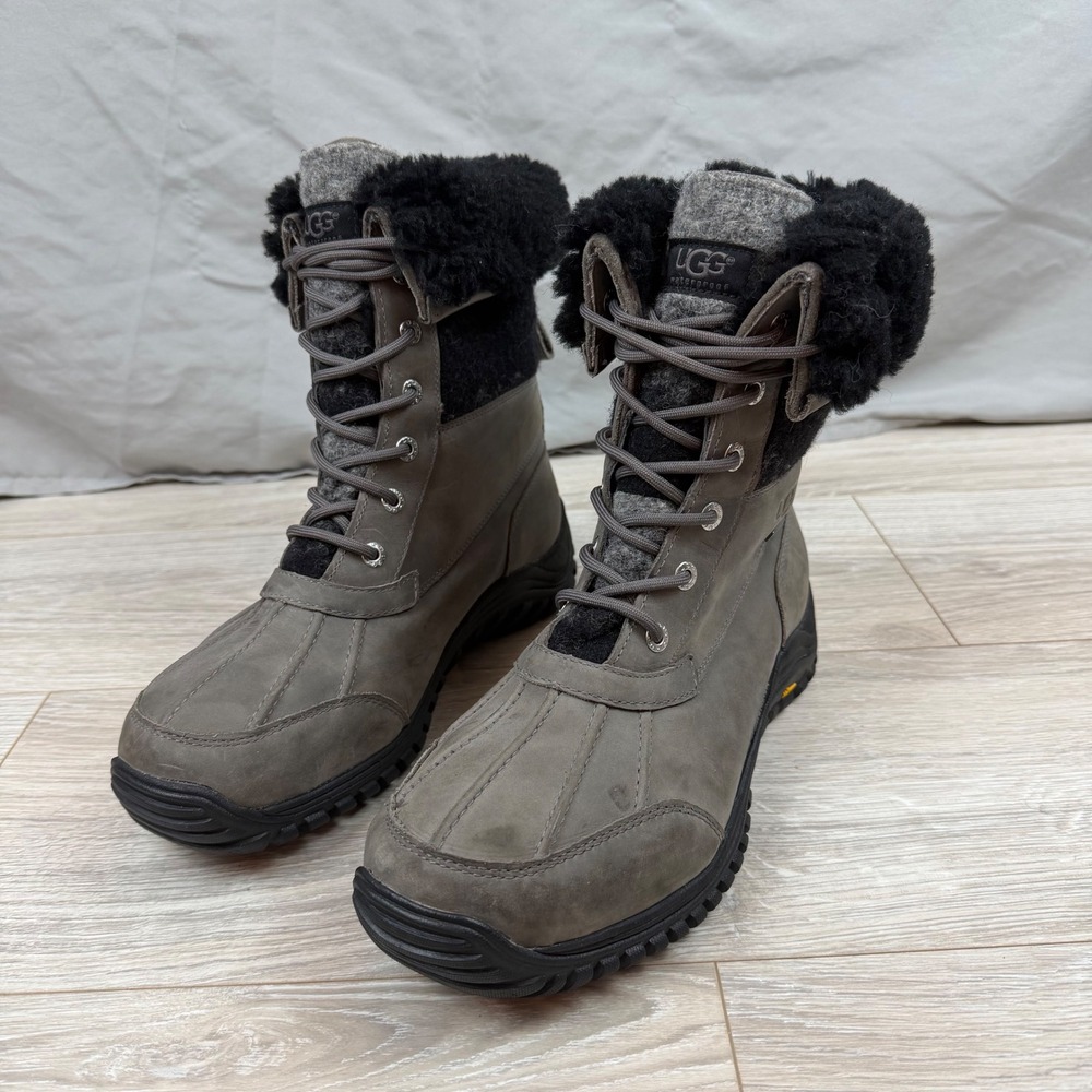 UGG Adirondack II Winter Boots Gray 1014387 Waterproof Sz 11 Wool‎ Fur Lined